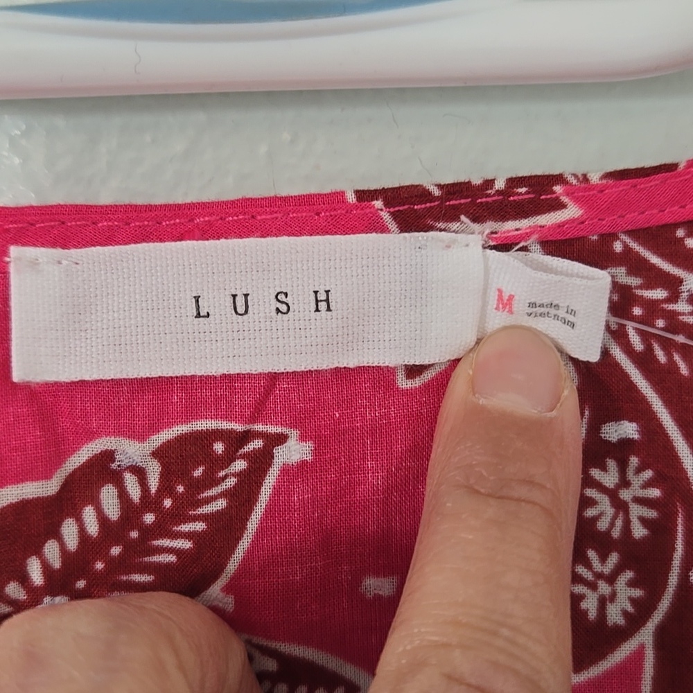 Lush | NWT Bright Pink Cotton Tie Front Top And Mini Skirt Set Size Medium - Picture 9 of 16